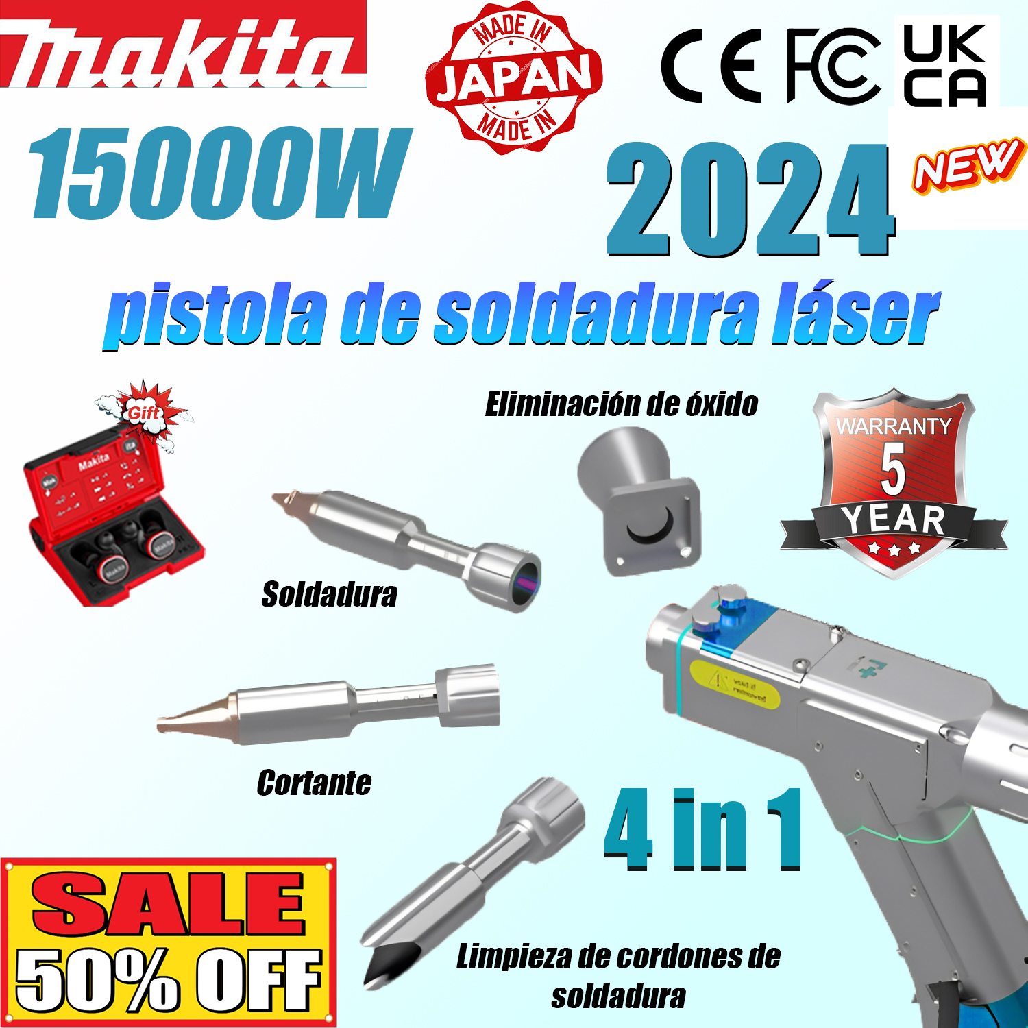  ▲15000W【4 en 1】:soldadura + limpieza + corte + eliminación de óxido (velocidad 30 m/min, espesor 0-40 mm)4 en 1]: soldadura + limpieza + corte + eliminación de óxido (velocidad 30 m/min, espesor 0-30 mm)